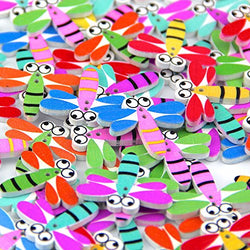 Pack of 50PCS Dragonfly Buttons Colorful of Various Plain Round DIY 2 Holes Wooden Buttons for