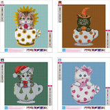 SKRYUIE 4 Pack 5D Diamond Painting Halloween Christmas Gift Kittens Full Drill Paint with Diamond Art, DIY Cups Cats by Number Kits Wall Home Decor 12"x12" (Sunflower Pumpkin Christmas Love)