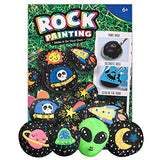Eduzoo Rock Painting Kit for 4-12 Year Kids, Glow in The Dark Art and Craft Kit, Space DIY Supplies with , Gift for Girls and Boys, Weather Resistant, Kids Paint Craft Kit