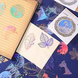 90 Pcs Holographic Plant Butterfly Flower Glitter Scrapbooking Vintage Stickers, Self-Adhesive PET Asthetic Journal Sticker Decorative Decals for Bullet Journal Planner Water Bottles Laptops (Plants and the Moon)