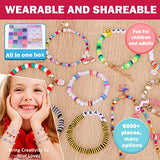 Bracelet Making Kit 6000+ Pcs, Clay Beads for Jewelry Making DIY, Heishi Flat Round Polymer Letter Spacer Bead Kits with Cute Pendant Charms and Elastic Strings Gifts for Girls, Kids & Adults