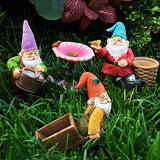 Mood Lab Miniature Gardening Gnomes Set of 4 pcs - 3,1"-3,7" Height Gnome Figurines & Accessories - Kit for Outdoor or House Decor