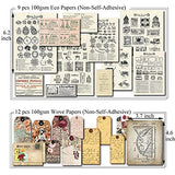 Vilikya Antique Journaling Supplies, Scrapbooking Materials Set with Stickers and Papers, Vintage Ephemera for Junk Journal, Decorative Photo and Tag for Travel Journal, Diary, Card Making, Frame, Album, Craft Art 59pcs
