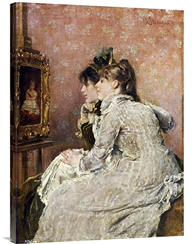 Global Gallery Budget GCS-268555-30-142 Alfred Stevens Admiring The Portrait Gallery Wrap Giclee on Canvas Wall Art Print