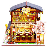 Roroom Dollhouse Miniature with Furniture,DIY 3D Wooden Doll House Kit Japanese Style House Plus with Dust Cover and Music Movement,1:24 Scale Creative Room Idea Best Gift for Children Friend Lover