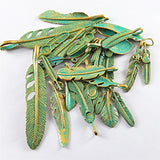 Julie Wang 28pcs Mixed Antiqued Bronze Feather Charms Pendants for Jewelry Making