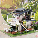 WYD 3D Garden French Romantic Villa kit DIY Wooden Assembling Toy House Doll House Furniture Puzzle Model for Creative Valentine's Day Wedding