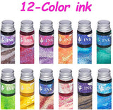 Glass Dip Pen Ink Set,Calligraphy Pens Set for Beginners,Rainbow Crystal Pen with 12 Colorful Calligraphy Ink for Art,Writing,Drawing,Signatures,Decoration,Gift