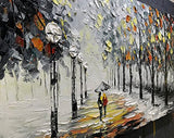 Yotree Paintings, 24x48 Inch Paintings Snowy Night Rainy Road Oil Hand Painting Painting 3D Hand-Painted On Canvas Abstract Artwork Art Wood Inside Framed Hanging Wall Decoration Abstract Painting