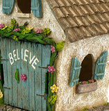 Twig & Flower The Adorable Believe Fairy Garden House - 8" tall - Hand Painted (with Doors that Open) by