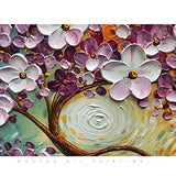 Dyi-Inn Art 100% Handpaint Oil Painting Modern Artwork Abstract Floral Paints on Canvas Wall Art for Home Decoraitons Heavy Oil Flower Paintings Ready to Hange 24x48 "