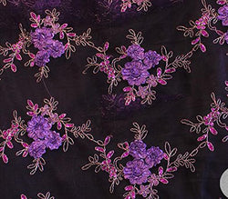 Mesh Sequin Lace Floral Fabric 52" Wide Sold By The Yard (VIOLET)