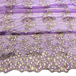 Floral Farina Lace Sequins Embroidered Beaded Scallop Fabric for Dresses 48/49’’ BTY All Colors