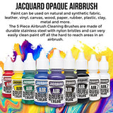 Jacquard Airbrush Paint Set Made in USA - Opaque Air Brush Paint Colors Exciter Pack - Eight-1/2 fl oz Acrylic Airbrush Paint Bottles plus Clear Varnish - Bundled with Set of Moshify 5 Piece Paint Airbrush Cleaning Brushes