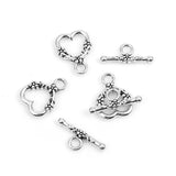 Toggle Clasps, 38 Sets, Hearts and Flowers - Antiqued Silver Tone - Jewelry Making Bracelets