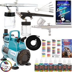 Complete Professional Master Airbrush Multi-Purpose Airbrushing System with 3 Master Airbrushes,