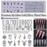 Warmfits AB Crystal Rhinestones Set, 1840pcs Rhinestones Nail Art Set Nail Gems Iridescent Clear Class Multi-Shape Flat Back Shiny Nail Jewels for Nail Art DIY Crafts Phones Clothes Shoes Jewelry Bag