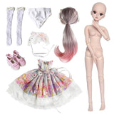 W&HH 23.6'' BJD SD Doll 19 Joints with Clothes Outfit Shoes Wig Hair Makeup for Girls Gift and Dolls Collection