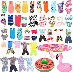 Miunana Lot 12 Pcs Handmade Doll Clothes and Accessories Set for Ken and 11.5 Inch Dolls| Random 3pcs Swim Trunks for Ken + 5 pcs Swimsuits for Girl Doll + 1 Surf Skateboard + 2 Lifebuoys
