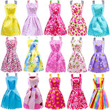 Ecore Fun 62 Pcs Doll Clothes and Accessories Set Includes 2 Fashion Evening Dresses 2 Fashion Skirts 10 Mini Dresses 48 Doll Accessories Perfect for 11.5 inch Dolls