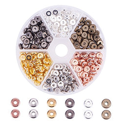 PH PandaHall 1 Box 300 PCS 6 Color Flat Round Brass Bead Spacers Jewelry Findings Accessories for