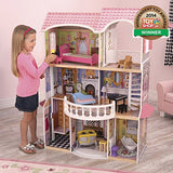 KidKraft Magnolia Mansion Wooden 3 Level 6 Room Dollhouse for 18 Inch Dolls with 13 Furniture Pieces Including Working Lamps