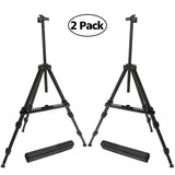 T-SIGN 72 Inches Tall Display Easel Stand, Aluminum Metal Tripod Art Easel Adjustable Height from 22-72 Inches, Extra Sturdy for Table-Top/Floor Painting, Drawing and Display with Bag, 2-Pack Black