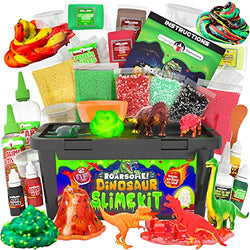 Original Stationery Dinosaur Slime Kit, Glow in The Dark Slime Making Kit to Create Slime for Boys, Glossy Slime and Dino Poop Slime for Kids, Awesome Butter Slime Kit for Boys and Birthday Gift Idea