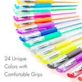 Color Gel Pens for Kid Adult Coloring Books, 24 Colors Gel Art Markers Fine Point Pen with 24 Refills for School Office Art Suppliers