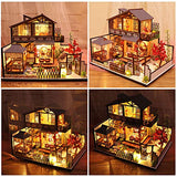 WYD Chinese-Style loft, Japanese-Style and Windy Wooden Dollhouse, New Chinese-Style Villa Building Model, Ancient Style Town Scene Building, with Dust Cover 3D Assembled House (Linqi Valley)
