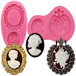 Funshowcase Cameo with Picture Frame Silicone Mold for Sugarcraft, Resin Epoxy, Polymer Clay