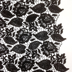 Leaf Floral Guipure Corded French Lace Embroidery Fabric 52" wide Many Colors (Black)