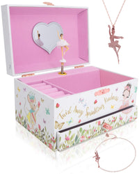 The Memory Building Company Musical Ballerina Jewelry Box for Girls & Little Girls Jewelry Set - 3 Dancer Gifts for Girls...