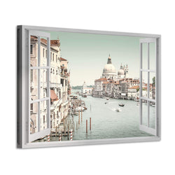 ItalianItalian Cityscape Canvas Wall Art: Venice City View Picture Seaside Country Painting Print for Room (36'' x 24'' x 1 Panel)