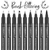 Set of 9 Hand Lettering Pens, Black Calligraphy Ink Pen for Signature, Beginners Writing, Brush Lettering, Art Drawing, Water Color Illustrations, Bullet Journaling and More (9 Size)