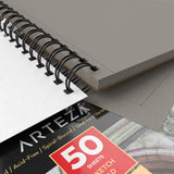 Arteza Gray Sketch Pad 5.5x8.5", Pack of 3, 150 Sheets (81 lb/120gsm), Spiral Bound Artist Sketchbook, 50 Sheets Each, Durable Acid-Free Drawing Paper, Ideal for Kids & Adults