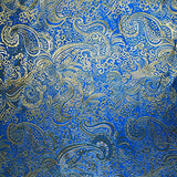 Metallic Paisley Brocade Fabric 60" By Yard in Red Yellow White Purple Blue (Turquoise / Gold)