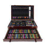 U.S. Art Supply 145 Piece-Mega Wood Box Art, Painting & Drawing Set with Color Mixing Wheel and Bonus 2-9"x12" Drawing Sketching Paper Pads