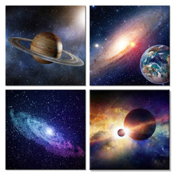 Wieco Art Star Sky Space Canvas Paintings Wall Art Large Modern 4 Piece Universal Magic Power Astronomy Pictures Artwork Stretched and Framed Giclee Canvas Prints for Living Room Home Decor