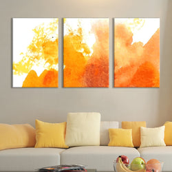 wall26 - 3 Panel Canvas Wall Art - Orange Colored Multi-Splattered Watercolor Painting - Giclee Print Gallery Wrap Modern Home Decor Ready to Hang - 24"x36" x 3 Panels
