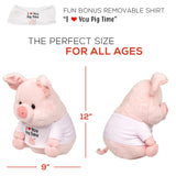 infloatables Pig Stuffed Animal - The Original I Love You Pig Time Plush Pigs Toy, Adorable Tshirt Makes a Great Gift