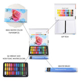 Watercolor Paint Set- 36 Joyful Colors in a Lightweight Metal Case - 1 Detail Paint Brush-3 Water Brush Pens-8 pcs 300G Watercolor Papers in a Great Gift Box for Thanksgiving Christmas