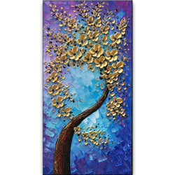 baccow -- 3D Blossom Trees Handmade Abstract Wall Art Landscape Oil Paintings Canvas with Frames for Bedroom Kitchen Living Room Office 24x48inc