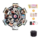 EKKONG Explosion Box, DIY Handmade Photo Album Scrapbooking,Gift Box with 6 Faces for Wedding Box, Birthday Party (Black)