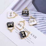 Monrocco 20Pcs Enamel Handbag Charm Handbag Purse Charm for Jewelry Making Bracelet Necklace (Black, White)