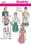 Simplicity 1221 1940's Vintage Fashion Women's Apron Sewing Pattern, Sizes S-L