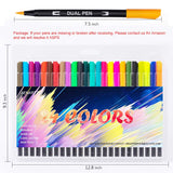 Dual Tip Calligraphy Brush Marker Pens, 24 Brush and Fine Tip Art Marker for Journal, Hand Lettering, Coloring Book, Planner