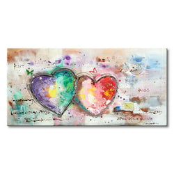 Hand Painted Large Oil Paintings Modern Canvas Wall Art Love Heart Artwork Decor Abstract Texture Decoration Pictures Framed Ready to Hang