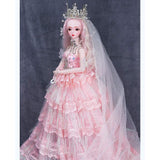1/3 BJD Doll Toys 34 Moveable Joints with BJD Wedding Dress Wigs Shoes Makeup DIY Handmade Toys,Pink