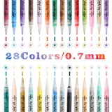 28 PCS Acrylic Paint Marker Pens 0.7mm Tip, 28 Vibrant Colors Acrylic Painting Pens Kit for Rock, Stone, Mugs, Wood, Canvas, Craft, Card, Great Gift for Back to School, Birthday